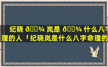 纪晓 🌾 岚是 🌾 什么八字命理的人「纪晓岚是什么八字命理的人呢」